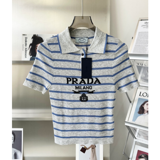 超特価低価 PRADA - 美品 PRADA お洒落な編み込み襟 ニット ポロシャツ