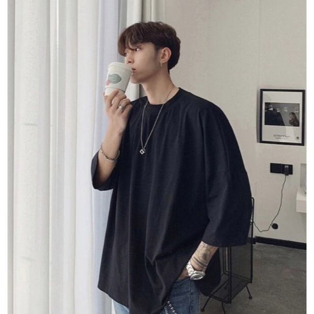 ビックシルエット Tシャツ オルチャン オーバーサイズ メンズ 韓国コーデ 黒