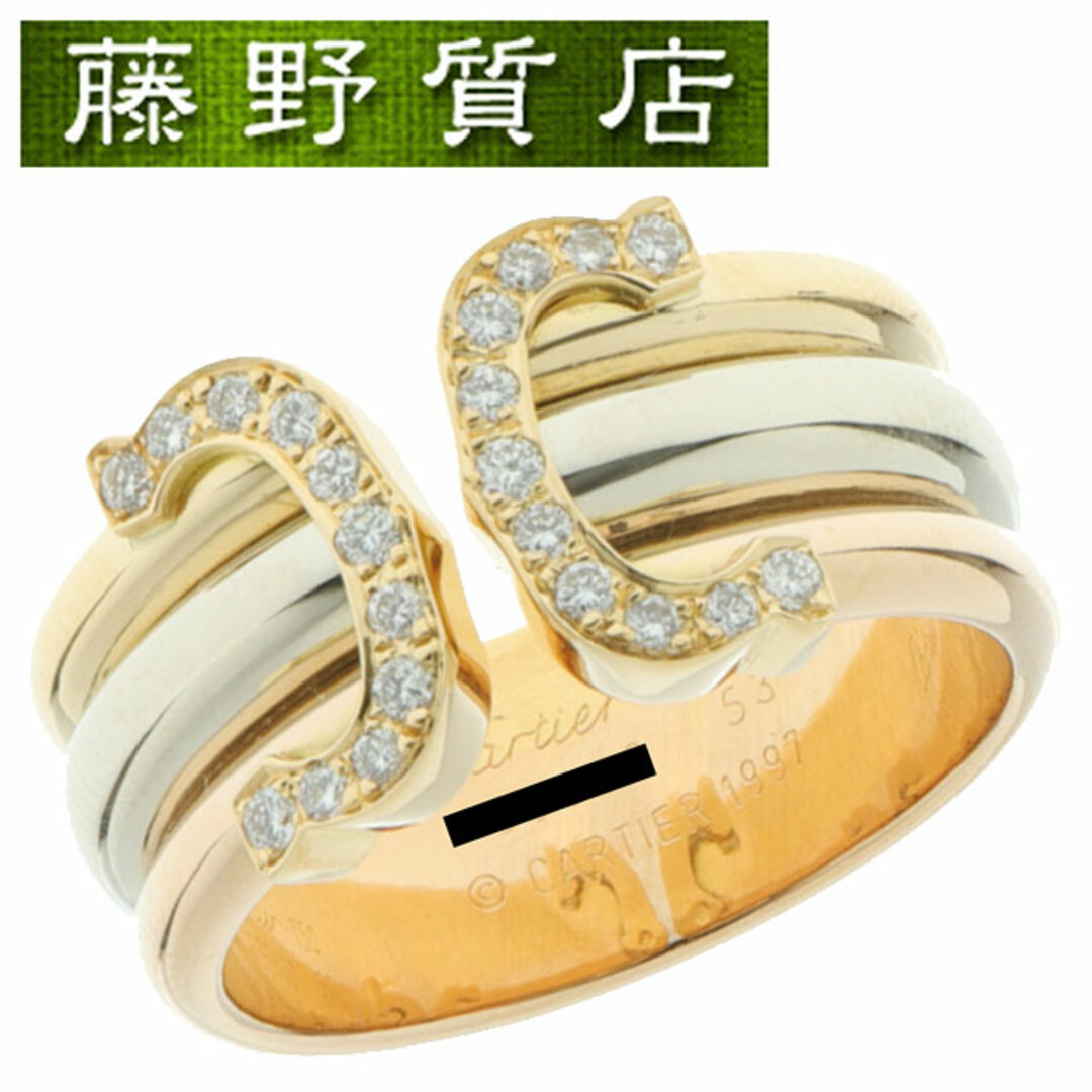 美品)カルティエ CARTIER 2C ダイヤ リング 指輪 K18 WG × PG × YG
