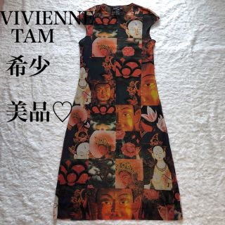 ヴィヴィアンタム(VIVIENNE TAM)のVIVIENNETAM希少美品♡総柄仏像ワンピース　大仏　釈迦(ロングワンピース/マキシワンピース)