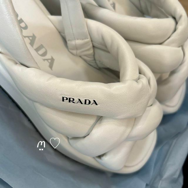 PRADA プラダ ナッパレザーフラットフォームサンダル 35 22cm