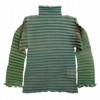 イッセイミヤケ(ISSEY MIYAKE)の美品 97aw イッセイミヤケ プリーツ加工 玉虫色 ハイネック カットソー◆６(カットソー(長袖/七分))