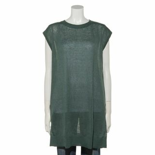 ショコラフィネローブ(chocol raffine robe)の新品グリーンパークスシアーリネンブレンド ノースリーブチュニック Fグリーン(ニット/セーター)