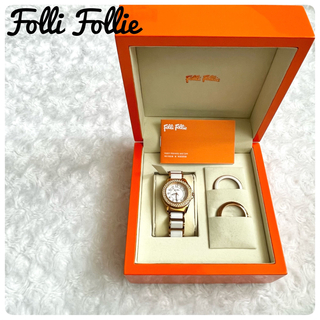 フォリフォリ(Folli Follie)のフォリフォリ　Folli Follie  3way 腕時計　白×ゴールド　美品(腕時計)