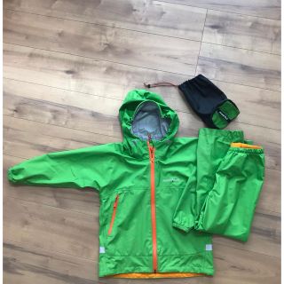 モンベル キッズ 120 レインウェア 上下セット カッパ-