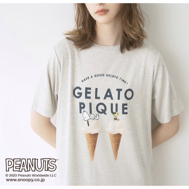 gelato pique スヌーピー ワンポイントワンピース  グレー