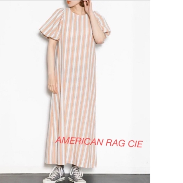 AMERICAN RAG CIE(アメリカンラグシー)の【ARC】ストライプボリュームスリーブバックシャンワンピース　美品 レディースのワンピース(ロングワンピース/マキシワンピース)の商品写真