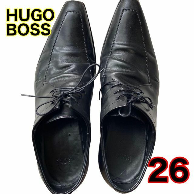 HUGO BOSS 26センチ革靴ヒューゴボス牛革hugoboss黒ブラック
