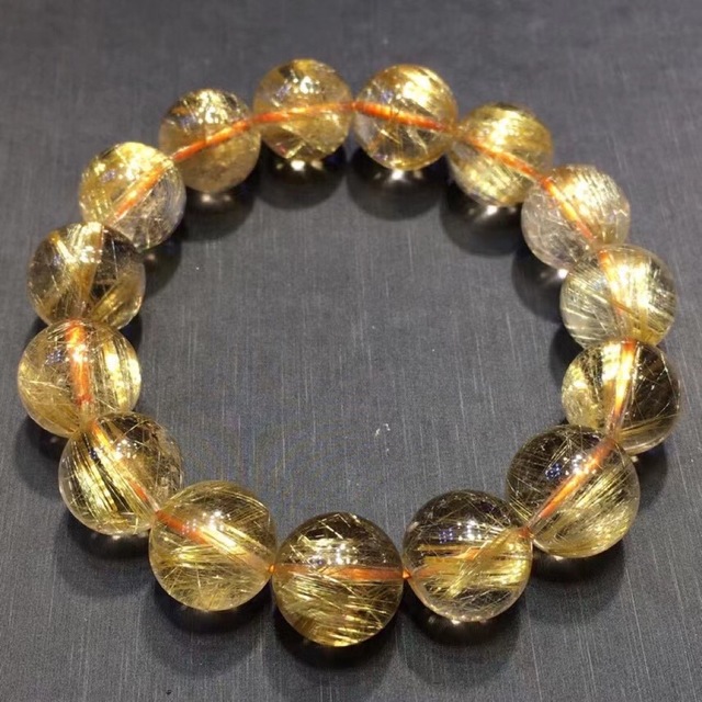 ⭐︎【天然】ゴールド ルチル クオーツ ブレスレット 14mmの通販 by
