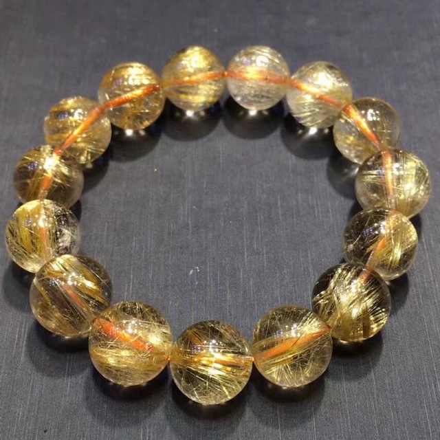 ⭐︎【天然】ゴールド ルチル クオーツ ブレスレット 14mmの通販 by