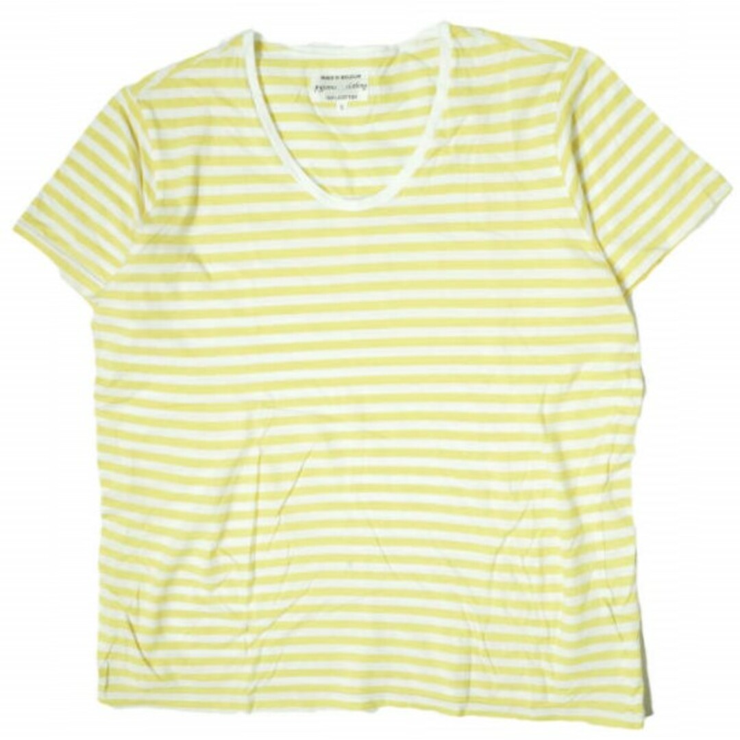 PYJAMA CLOTHING(ピジャマクロージング)のpyjama clothing ピジャマクロージング ベルギー製 Border ﻿U-Neck Tee ボーダーUネックTシャツ S イエロー/ホワイト 半袖 カットソー トップス【中古】【pyjama clothing】 メンズのトップス(Tシャツ/カットソー(半袖/袖なし))の商品写真