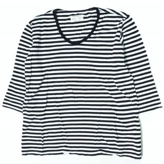 ピジャマクロージング(PYJAMA CLOTHING)のpyjama clothing ピジャマクロージング ベルギー製 Border ﻿U-Neck Tee 五分袖ボーダーUネックTシャツ S ネイビー/ホワイト カットソー トップス【中古】【pyjama clothing】(Tシャツ/カットソー(七分/長袖))