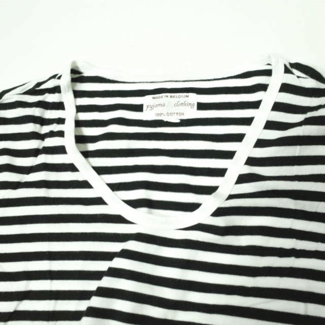 PYJAMA CLOTHING(ピジャマクロージング)のpyjama clothing ピジャマクロージング ベルギー製 Border ﻿U-Neck Tee ボーダーUネックTシャツ S ブラック/ホワイト 半袖 カットソー トップス【中古】【pyjama clothing】 メンズのトップス(Tシャツ/カットソー(半袖/袖なし))の商品写真