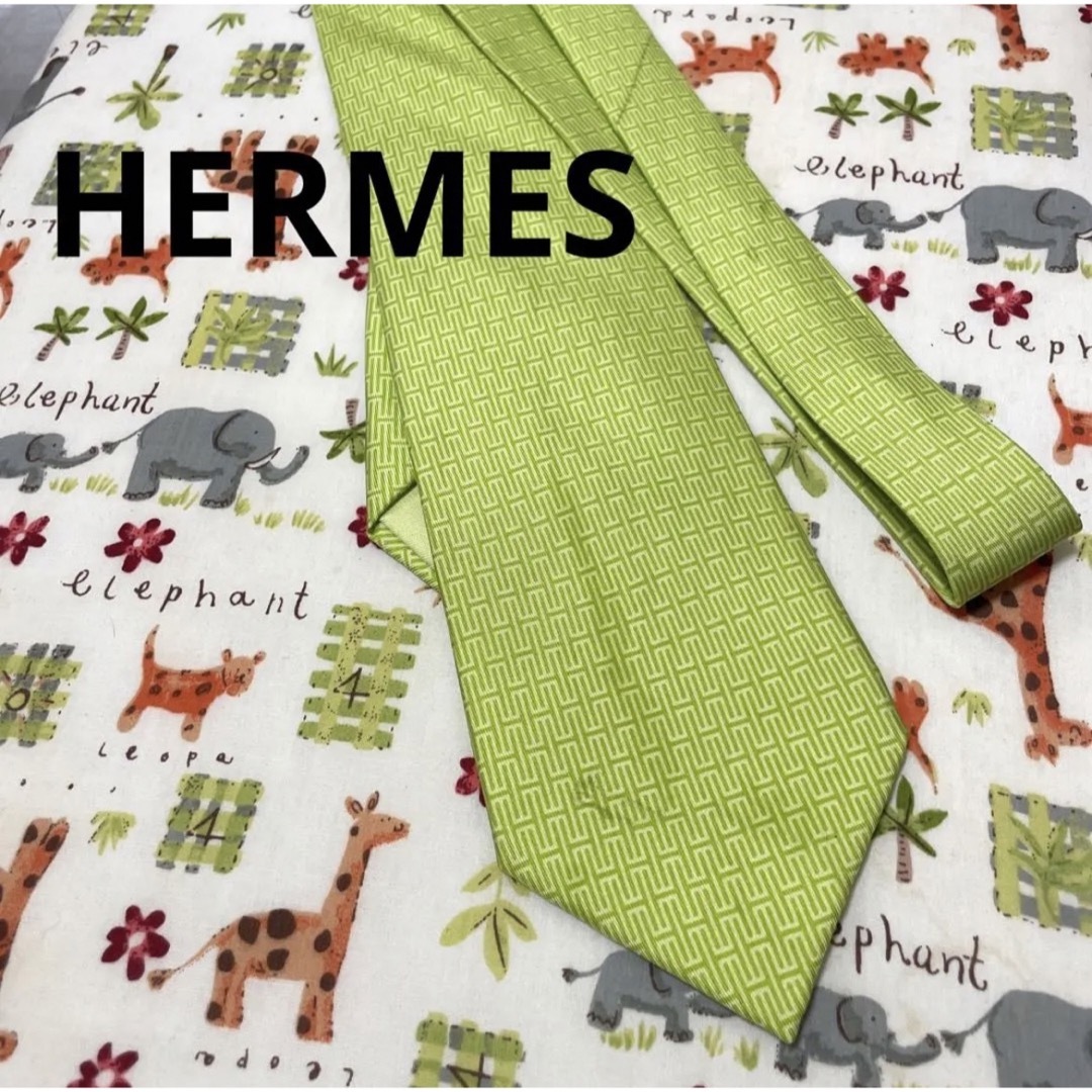 HERMES エルメス ネクタイ H柄 エメラルドブルーネクタイ - ネクタイ