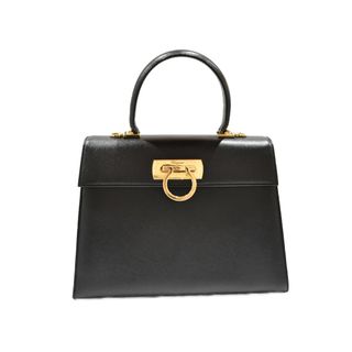 フェラガモ(Ferragamo)のSalvatore Ferragamo  サルヴァトーレ・フェラガモ　ガンチーニ2WAYハンドバッグ　ショルダーバッグ　ブラック×ゴールド　レディース　ギフト　プレゼント包装可　【中古】　松山久万ノ台店(その他)