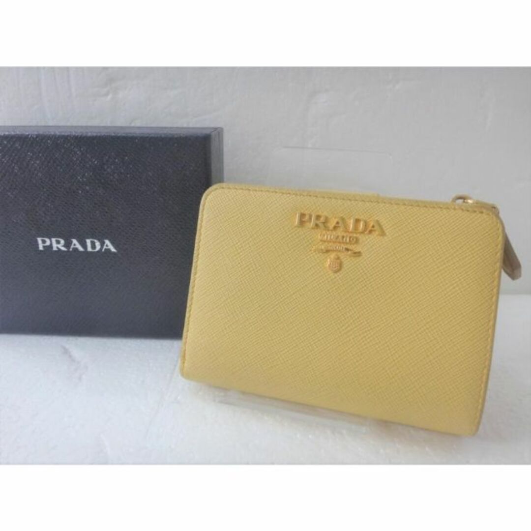 ★PRADA プラダ サフィアーノ 二つ折り財布 1ML018 イエロー レザー