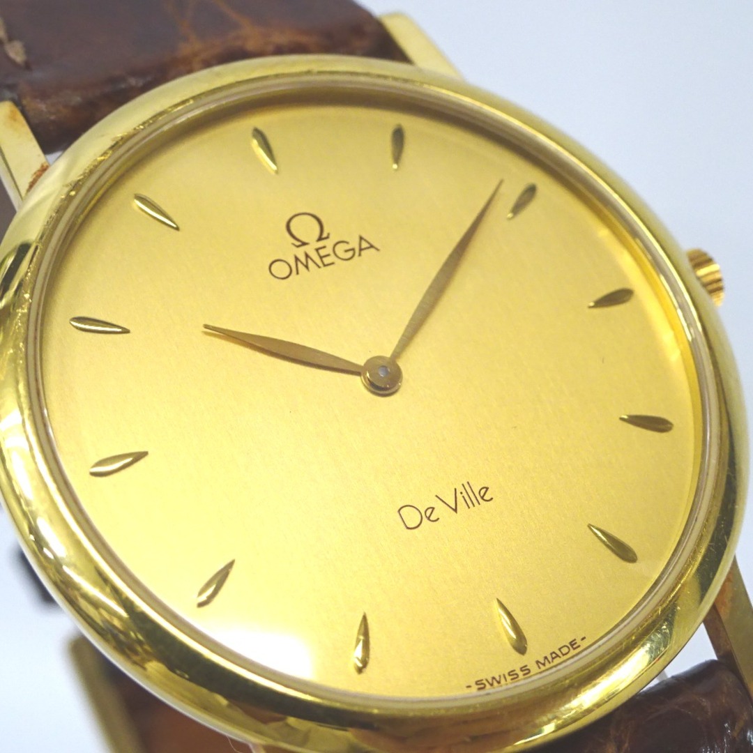 オメガ 腕時計 デビル K18/750 クォーツ 革ベルト ゴールド系文字盤