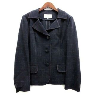 カルヴェン(CARVEN)のカルヴェン かすり格子 チェック テーラード ジャケット ネイビー 紺 44(その他)