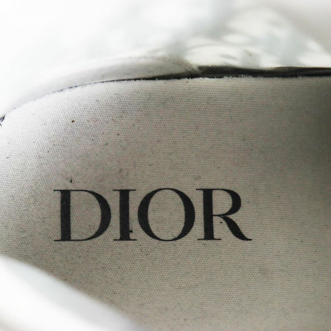 良品●DIOR ディオール オム B23 オブリーク キャンバス ハイカットスニーカー ホワイト×ブラック 26cm相当 イタリア製 メンズ