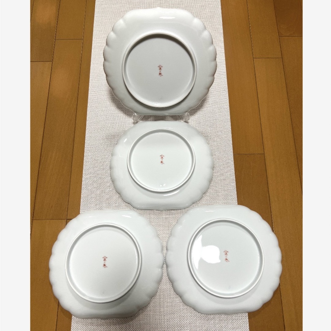 美品✨新品⭐️深川製磁 ブルーチャイナ  菊中割盛皿  大皿  4枚⭐️有田焼