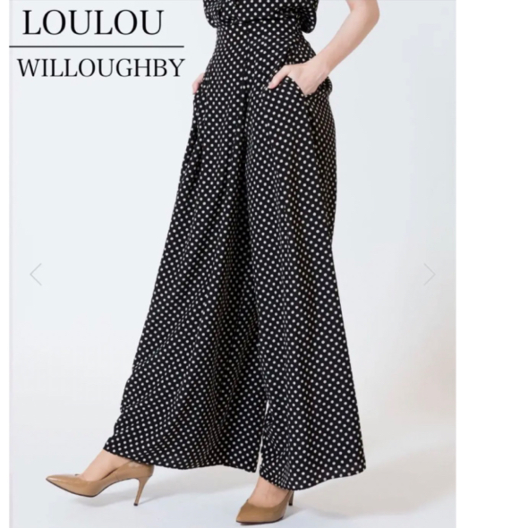 LOULOU WILLOUGHBY(ルルウィルビー)のLOULOU アルアバイル バックサテンドットイージーパンツ レディースのパンツ(その他)の商品写真