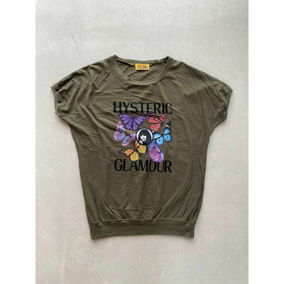 HYSTERIC GLAMOUR - 《HYSTERIC GLAMOUR》バタフライTシャツ カーキ (f674)