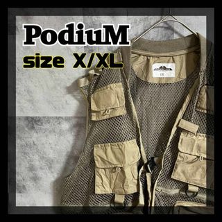 【美品】PodiuM ベージュ フィッシングベスト サイズXXL　90s(ウエア)