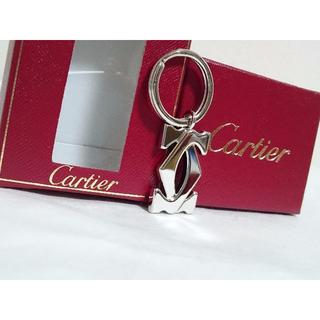 カルティエ(Cartier)の正規美品 レア Cartier 2Cロゴ立体 キーリング キーホルダー シルバー(キーホルダー)