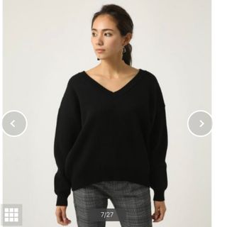 アズールバイマウジー(AZUL by moussy)の【新品・タグ付き】アズールバイマウジー　Vネックスウェッタープルオーバー　L 黒(トレーナー/スウェット)