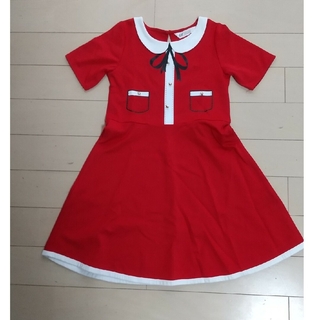 エイチアンドエム(H&M)の子供 女の子 ワンピース 半袖 赤 H&M 130(ドレス/フォーマル)