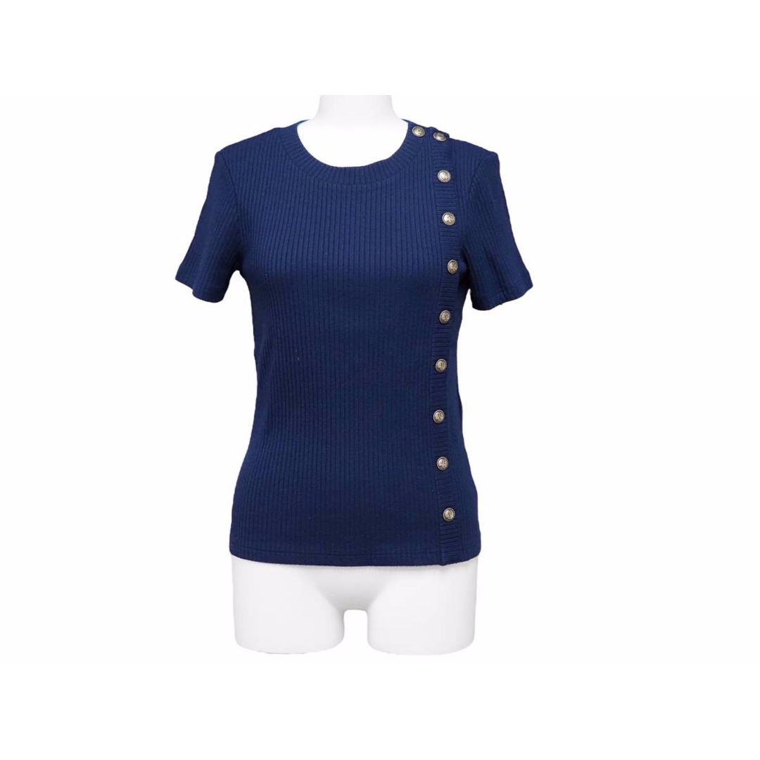 極美品 CHANEL シャネル 半袖 ニット Tシャツ ネイビー トップス