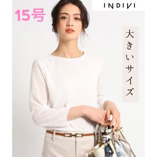 インディヴィ(INDIVI)のINDIVI インディヴィ　薄手　ブラウス　白　大きいサイズ　15号　送料込(シャツ/ブラウス(長袖/七分))