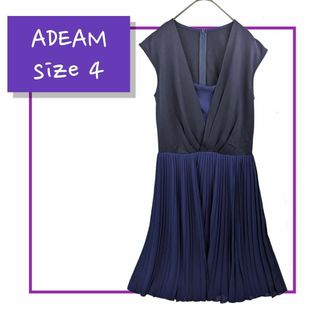 フォクシー(FOXEY)の大きいサイズ 【美品】 ADEAM フォクシー FOXEY プリーツワンピース(ひざ丈ワンピース)