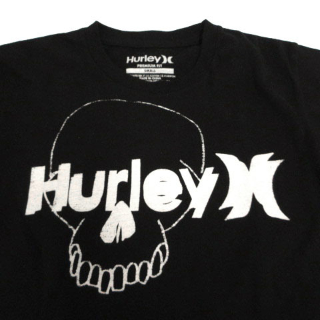 Hurley(ハーレー)のハーレー Hurley Ｔシャツ ロゴプリント スカル コットン混 黒 白 S レディースのトップス(Tシャツ(半袖/袖なし))の商品写真