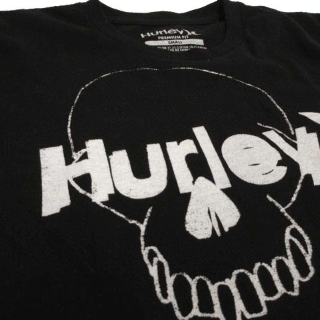 Hurley(ハーレー)のハーレー Hurley Ｔシャツ ロゴプリント スカル コットン混 黒 白 S レディースのトップス(Tシャツ(半袖/袖なし))の商品写真