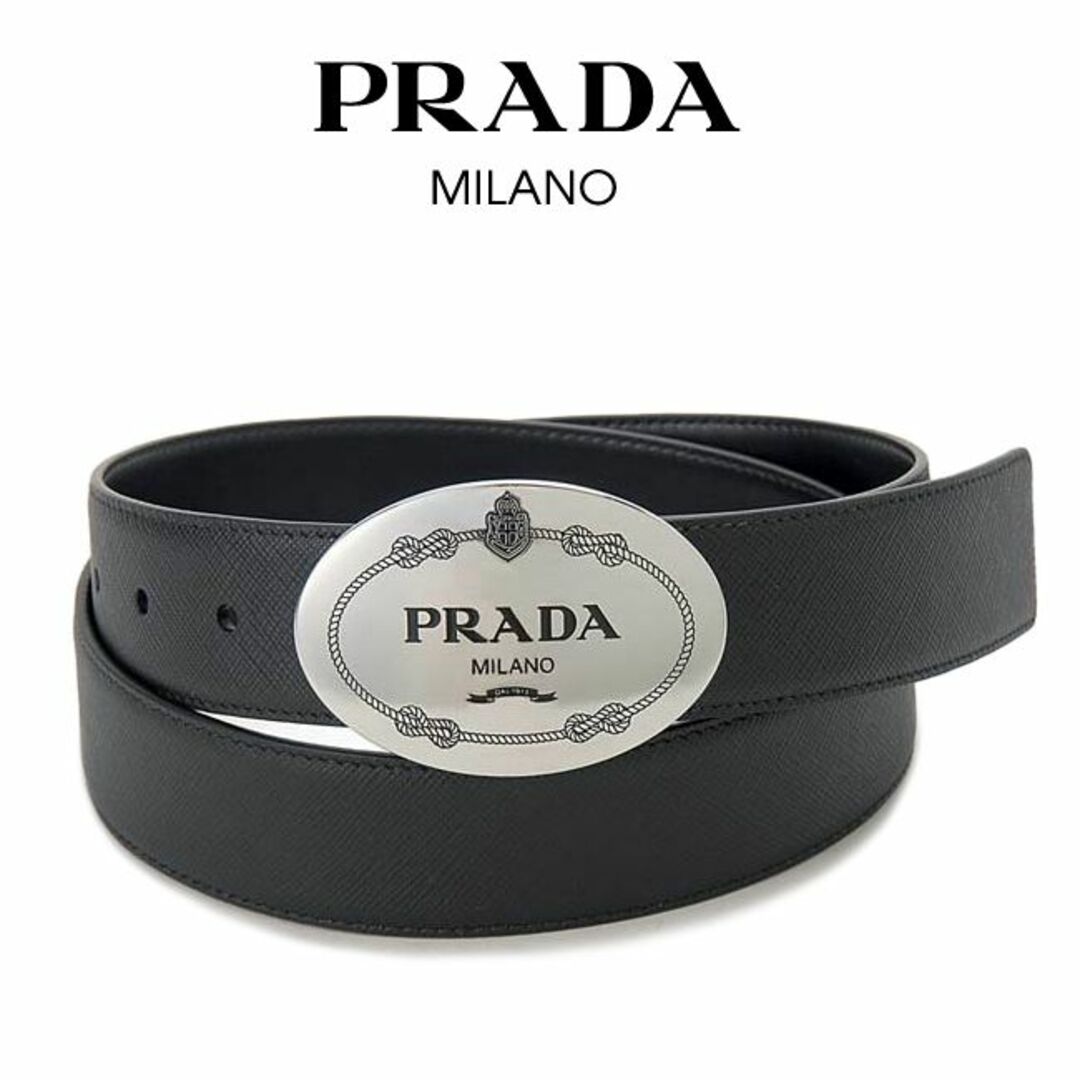 14 PRADA ブラック SAFFIANO レザー ベルト size 90 - ベルト