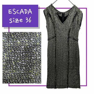 エスカーダ(ESCADA)の【美品】 エスカーダ ESCADA ツイード ドレス ワンピース ノースリーブ(ロングワンピース/マキシワンピース)