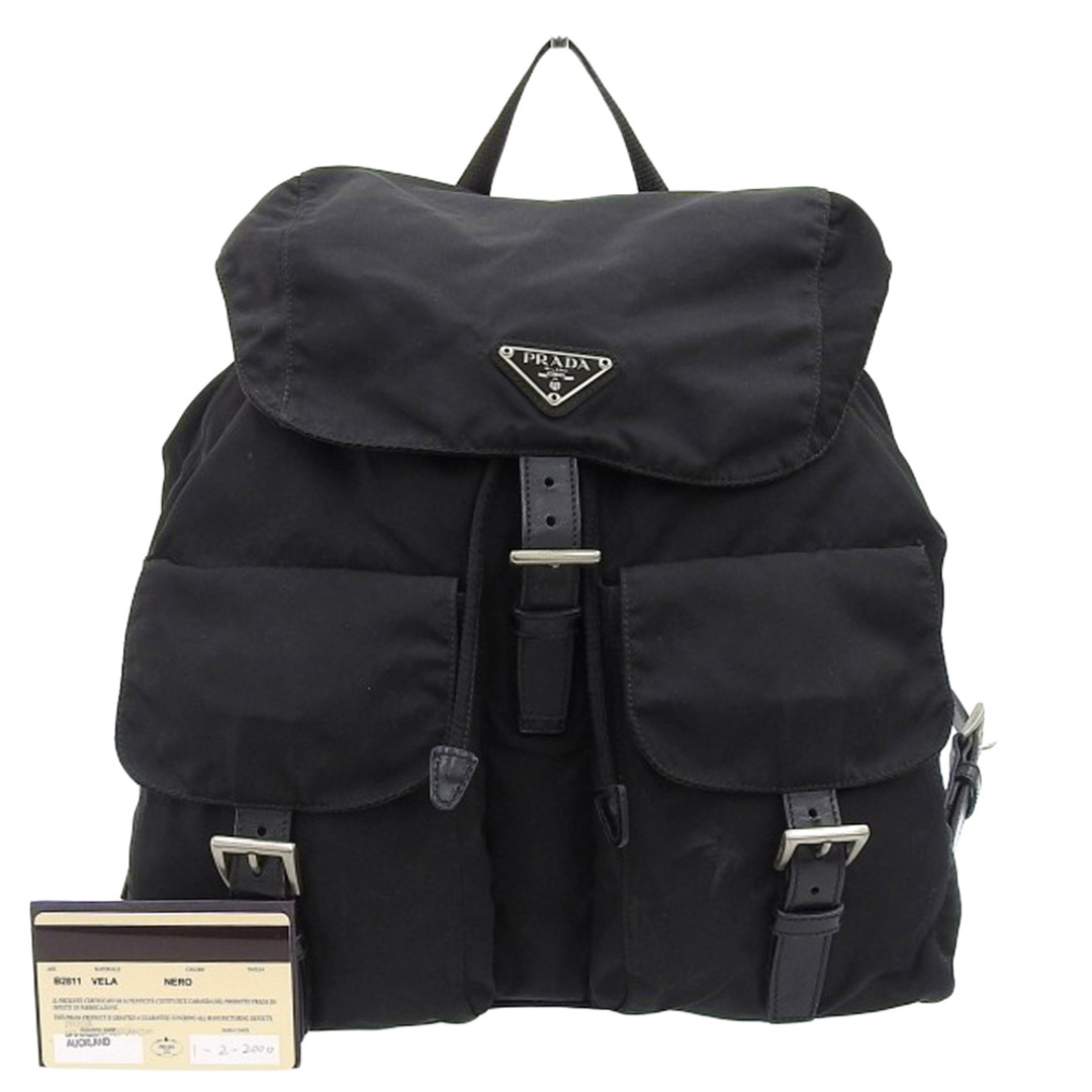 【本物保証】 保付 プラダ PRADA リュックサック リュック バックパック ナイロン レザー ブラック 黒 B2811 軽い | フリマアプリ ラクマ