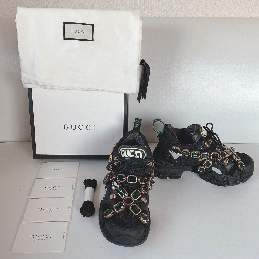 Gucci - 極美品正規品Gucci(グッチ)ブラックフラッシュトレック