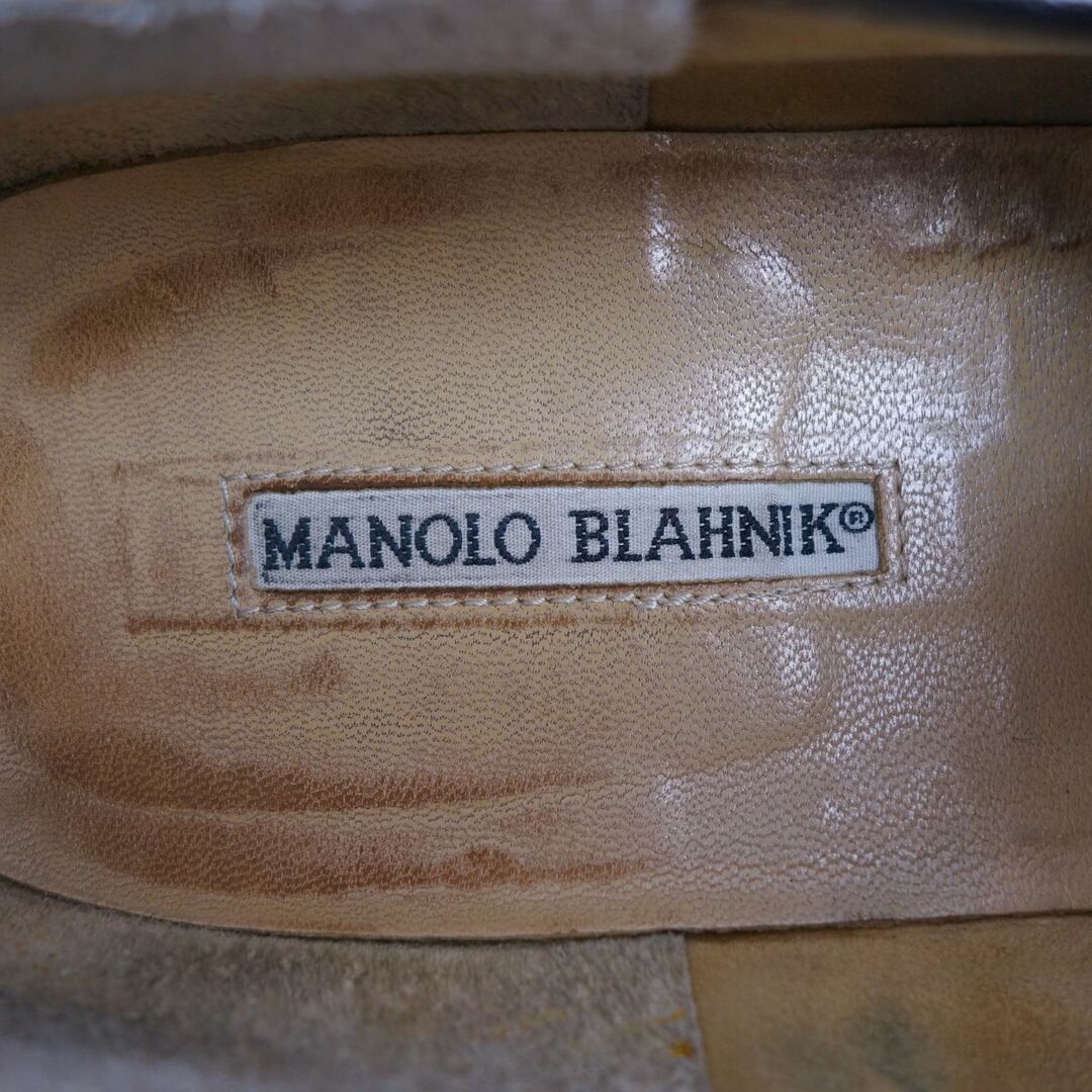 マノロ・ブラニク Manolo Blahnik レザーシューズ ローファー モカシン リボン カーフレザー 革靴 メンズ 7.5(26cm相当) ブラック