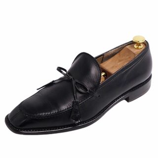 マノロブラニク(MANOLO BLAHNIK)のマノロ・ブラニク Manolo Blahnik レザーシューズ ローファー モカシン リボン カーフレザー 革靴 メンズ 7.5(26cm相当) ブラック(ドレス/ビジネス)