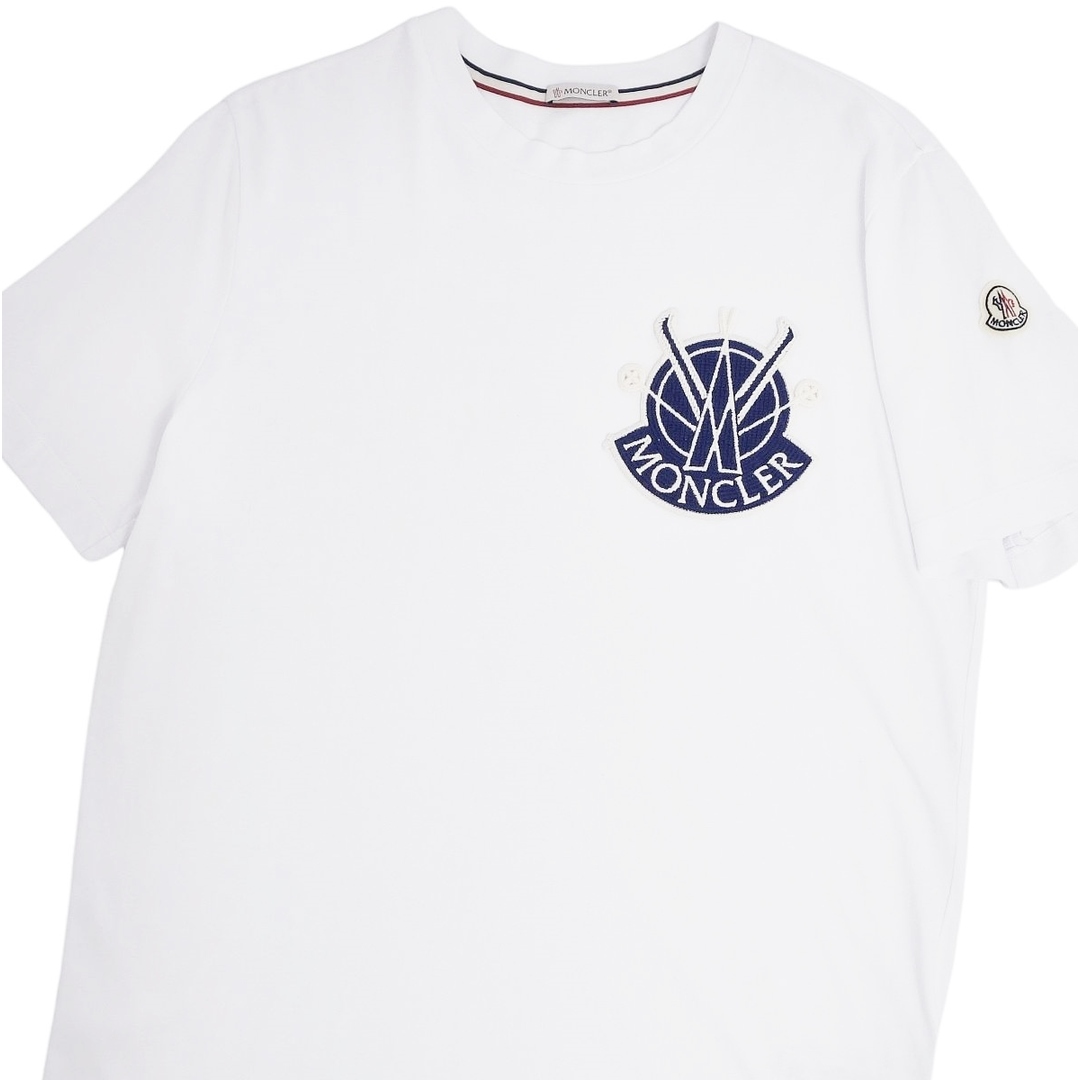 美品 モンクレール MONCLER Tシャツ 2021年 カットソー 半袖 ショートスリーブ ロゴワッペン トップス メンズ S ホワイト