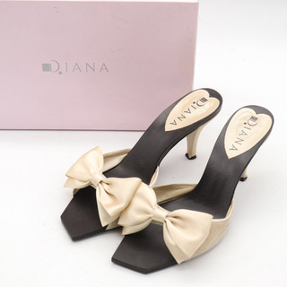 ダイアナ(DIANA)のダイアナ サンダル ビッグリボン ハイヒール スクエアトゥ ブランド 日本製 シューズ 靴 レディース 24.5cmサイズ ホワイト DIANA(サンダル)