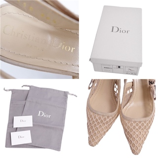 クリスチャンディオール Christian Dior パンプス ストラップ J'ADIOR スリングバックパンプス カナージュ レース  スウェードレザー シューズ レディース 36.5(23.5cm相当) ベージュ
