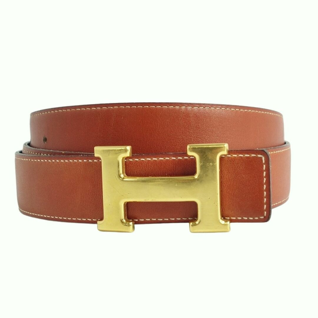 Vintage エルメス HERMES ベルト Hロゴ コンスタンス カーフレザー リバーシブル バックル メンズ 105 ブラック/ブラウン