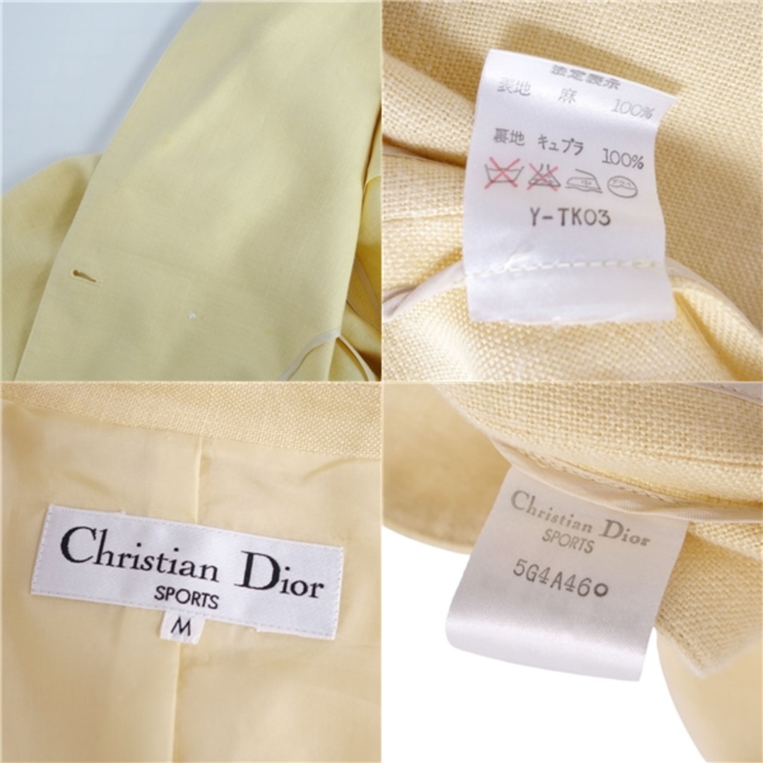 Christian Dior(クリスチャンディオール)のVintage クリスチャンディオール Christian Dior ジャケット テーラードジャケット ダブルブレスト 背抜き アウター レディース M イエロー レディースのジャケット/アウター(テーラードジャケット)の商品写真