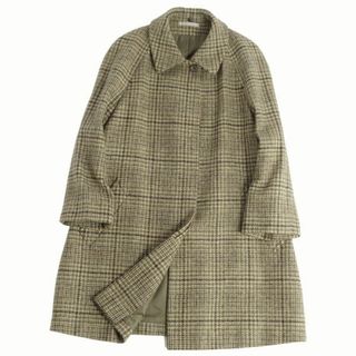 アクアスキュータム(AQUA SCUTUM)の美品 Vintage アクアスキュータム Aquascutum コート ステンカラーコート バルマカーンコート ツイード 千鳥格子 アウター レディース 9(M相当) ブラウン(その他)