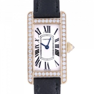 カルティエ Cartier タンク アメリカン SM ベゼルダイヤ WB707231 ホワイト文字盤 中古 腕時計 レディース(その他)