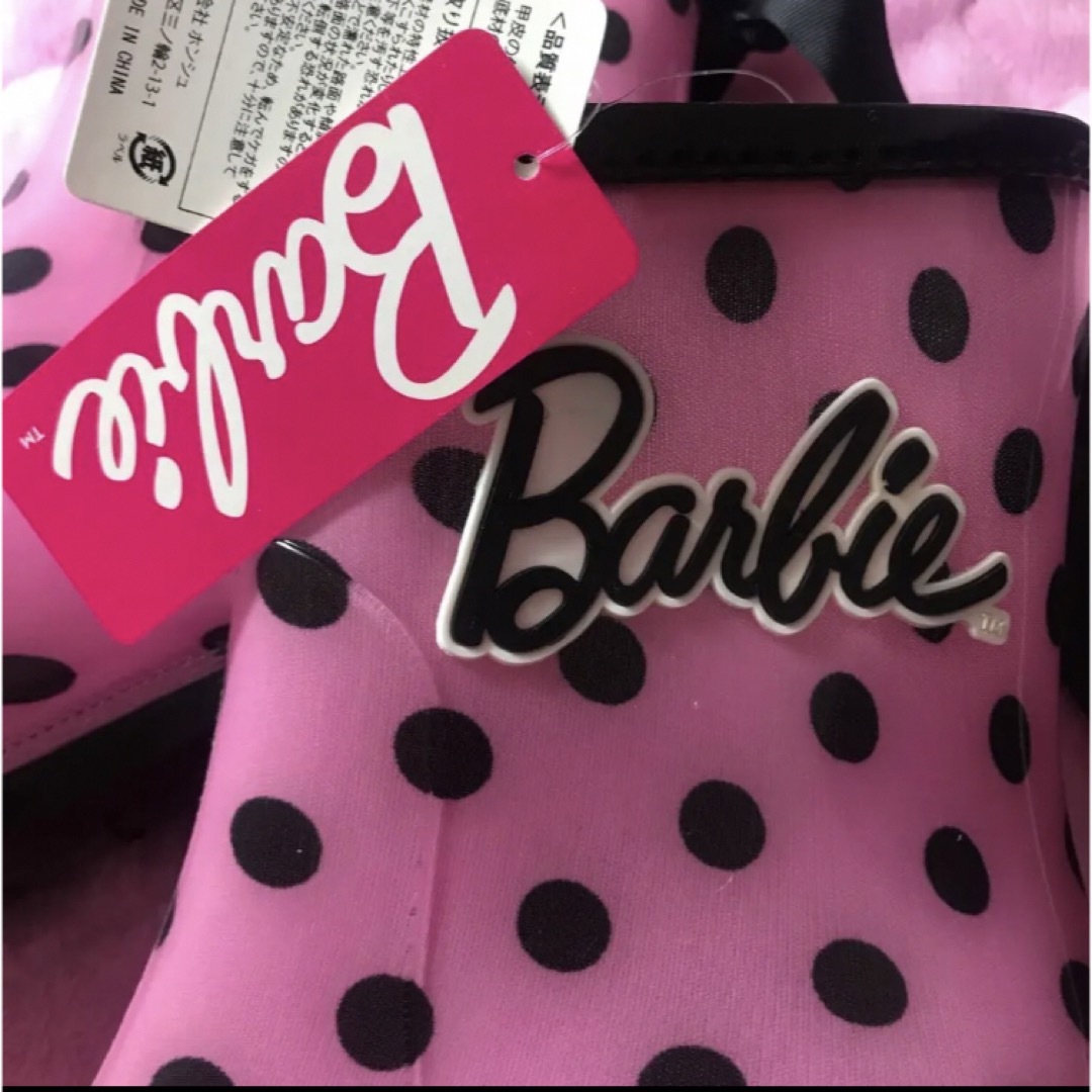 Barbie(バービー)の♡最終値下げ♡新品・タグ付き♡Barbie♡レインシューズ♡ピンク♡ドット♡ レディースの靴/シューズ(レインブーツ/長靴)の商品写真