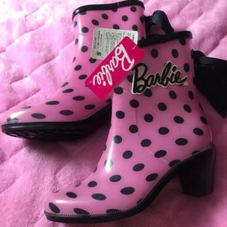 バービー(Barbie)の♡最終値下げ♡新品・タグ付き♡Barbie♡レインシューズ♡ピンク♡ドット♡(レインブーツ/長靴)